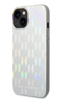 Karl Lagerfeld Iridescent Monogram Zadní Kryt pro iPhone 14 Plus Silver