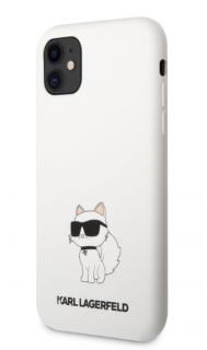 Karl Lagerfeld Liquid Silicone Choupette NFT Zadní Kryt pro iPhone 11 White