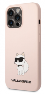 Karl Lagerfeld Liquid Silicone Choupette NFT Zadní Kryt pro iPhone 13 Pro Max Pink