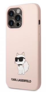 Karl Lagerfeld Liquid Silicone Choupette NFT Zadní Kryt pro iPhone 13 Pro Pink