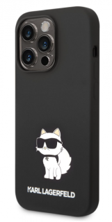 Karl Lagerfeld Liquid Silicone Choupette NFT Zadní Kryt pro iPhone 14 Pro Max Black