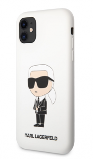 Karl Lagerfeld Liquid Silicone Ikonik NFT Zadní Kryt pro iPhone 11 White