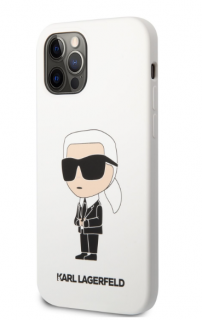 Karl Lagerfeld Liquid Silicone Ikonik NFT Zadní Kryt pro iPhone 12/12 Pro White