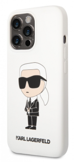 Karl Lagerfeld Liquid Silicone Ikonik NFT Zadní Kryt pro iPhone 13 Pro Max White