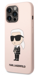 Karl Lagerfeld Liquid Silicone Ikonik NFT Zadní Kryt pro iPhone 13 Pro Pink