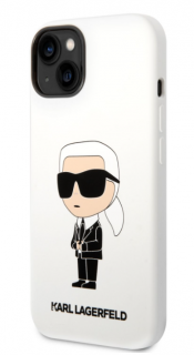 Karl Lagerfeld Liquid Silicone Ikonik NFT Zadní Kryt pro iPhone 14 Plus White