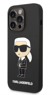 Karl Lagerfeld Liquid Silicone Ikonik NFT Zadní Kryt pro iPhone 14 Pro Black