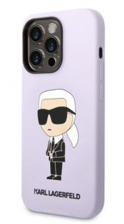 Karl Lagerfeld Liquid Silicone Ikonik NFT Zadní Kryt pro iPhone 14 Pro Max Purple