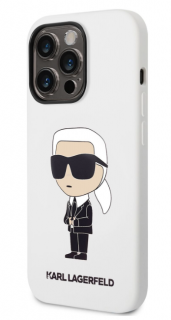 Karl Lagerfeld Liquid Silicone Ikonik NFT Zadní Kryt pro iPhone 14 Pro Max White