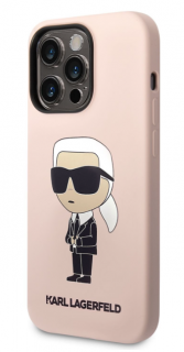 Karl Lagerfeld Liquid Silicone Ikonik NFT Zadní Kryt pro iPhone 14 Pro Pink