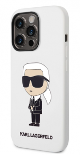 Karl Lagerfeld Liquid Silicone Ikonik NFT Zadní Kryt pro iPhone 14 Pro White