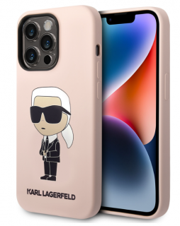 Karl Lagerfeld Liquid Silicone Ikonik NFT Zadní Kryt pro iPhone 15 Pro Pink