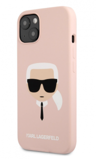 Karl Lagerfeld Liquid Silicone Karl Head Zadní Kryt pro iPhone 13 mini Light Pink