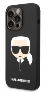 Karl Lagerfeld Liquid Silicone Karl Head Zadní Kryt pro iPhone 14 Pro Black