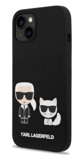 Karl Lagerfeld MagSafe Kompatibilní Kryt Liquid Silicone Karl and Choupette pro iPhone 14 Black