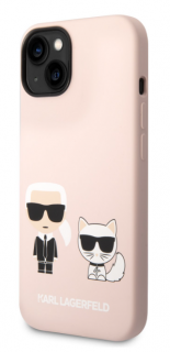 Karl Lagerfeld MagSafe Kompatibilní Kryt Liquid Silicone Karl and Choupette pro iPhone 14 Pink