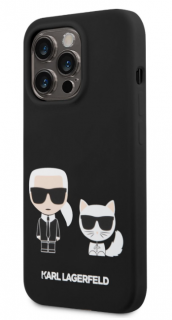 Karl Lagerfeld MagSafe Kompatibilní Kryt Liquid Silicone Karl and Choupette pro iPhone 14 Pro Black