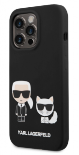 Karl Lagerfeld MagSafe Kompatibilní Kryt Liquid Silicone Karl and Choupette pro iPhone 14 Pro Max Black