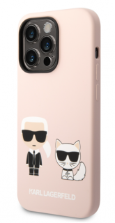 Karl Lagerfeld MagSafe Kompatibilní Kryt Liquid Silicone Karl and Choupette pro iPhone 14 Pro Max Pink