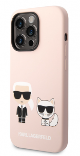 Karl Lagerfeld MagSafe Kompatibilní Kryt Liquid Silicone Karl and Choupette pro iPhone 14 Pro Pink