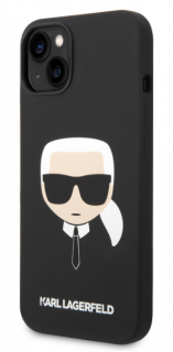 Karl Lagerfeld MagSafe Kompatibilní Kryt Liquid Silicone Karl Head pro iPhone 14 Black