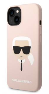 Karl Lagerfeld MagSafe Kompatibilní Kryt Liquid Silicone Karl Head pro iPhone 14 Pink