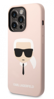 Karl Lagerfeld MagSafe Kompatibilní Kryt Liquid Silicone Karl Head pro iPhone 14 Pro Pink