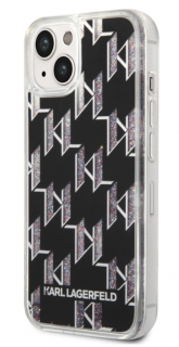 Karl Lagerfeld Monogram Liquid Glitter Zadní Kryt pro iPhone 14 Black