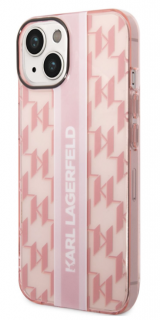 Karl Lagerfeld Monogram Vertical Stripe Zadní Kryt pro iPhone 14 Pink