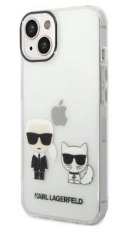 Karl Lagerfeld PC/TPU Ikonik Karl and Choupette Zadní Kryt pro iPhone 14 Plus Transparent