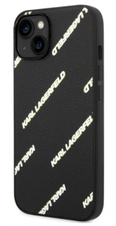 Karl Lagerfeld PU Grained Leather Logomania Zadní Kryt pro iPhone 14 Black