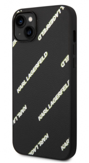 Karl Lagerfeld PU Grained Leather Logomania Zadní Kryt pro iPhone 14 Plus Black