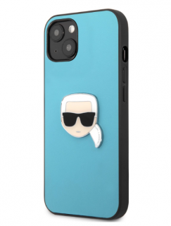 Karl Lagerfeld PU Leather Karl Head Zadní Kryt pro iPhone 13 mini Blue