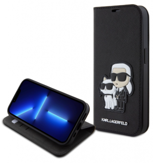 Karl Lagerfeld PU Saffiano Karl and Choupette NFT Book Pouzdro pro iPhone 15 Pro Max Black