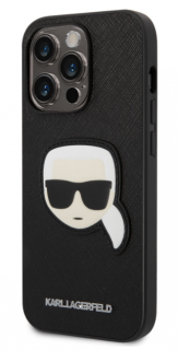 Karl Lagerfeld PU Saffiano Karl Head Zadní Kryt pro iPhone 14 Pro Black