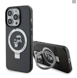 Karl Lagerfeld Ringstand Karl and Choupette MagSafe Zadní Kryt pro iPhone 15 Pro Black
