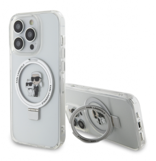 Karl Lagerfeld Ringstand Karl and Choupette MagSafe Zadní Kryt pro iPhone 15 Pro White