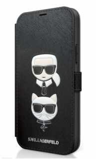 Karl Lagerfeld Saffiano K&C Heads Book Pouzdro pro iPhone 12 mini Black