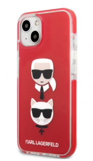 Karl Lagerfeld TPE Karl and Choupette Heads Kryt pro iPhone 13 Red