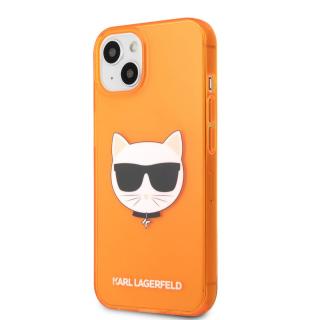 Karl Lagerfeld TPU Choupette Head Kryt pro iPhone 13 Fluo Orange