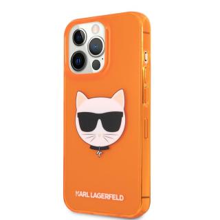 Karl Lagerfeld TPU Choupette Head Kryt pro iPhone 13 Pro Fluo Orange