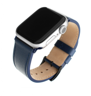 Kožený řemínek FIXED Leather Strap pro Apple Watch 42/44/45 mm, modrý