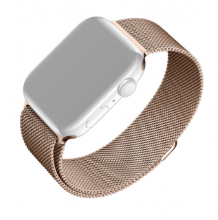 Síťovaný nerezový řemínek FIXED Mesh Strap pro Apple Watch 42/44/45/49mm, růžově zlatý