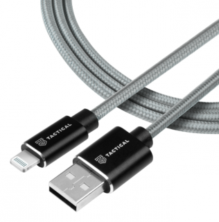Tactical Fast Rope Aramid Cable USB-A/Lightning MFi 1m Grey