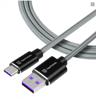 Tactical Fast Rope Aramid Cable USB-A/USB-C - HUAWEI SUPER CHARGE 1m Grey