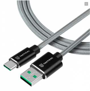 Tactical Fast Rope Aramid Cable USB-A/USB-C - SuperVOOC 2.0 CHARGE 1m Grey