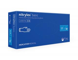 Jednorázové nitrilové rukavice Mercator Medical Nitrylex Basic modré 100 ks Rozměr: M