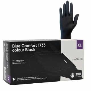 Rukavice nitrilové Blue Comfort 1733 Colour, 100 ks, černé, nepudrované Rozměr: L