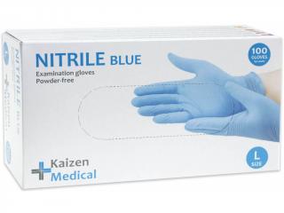 Rukavice nitrilové Kaizen Medical Top Glove, 100 ks, modré, nepudrované Rozměr: L