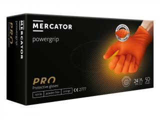 Rukavice nitrilové Mercator Medical Powergrip, 50 ks, oranžové, nepudrované Velikost: L